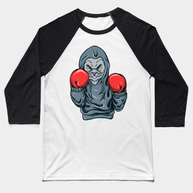 bunny boxing Baseball T-Shirt by Mako Design 